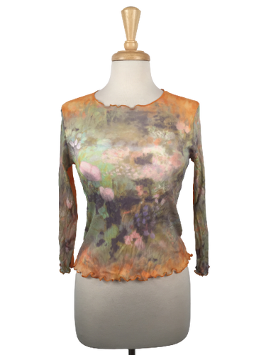50 - Long-sleeve top with a dreamy garden print. Made in France