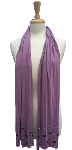 YF0946 - Solid-colored Scarf with Silver Stud and Circle Embellishments