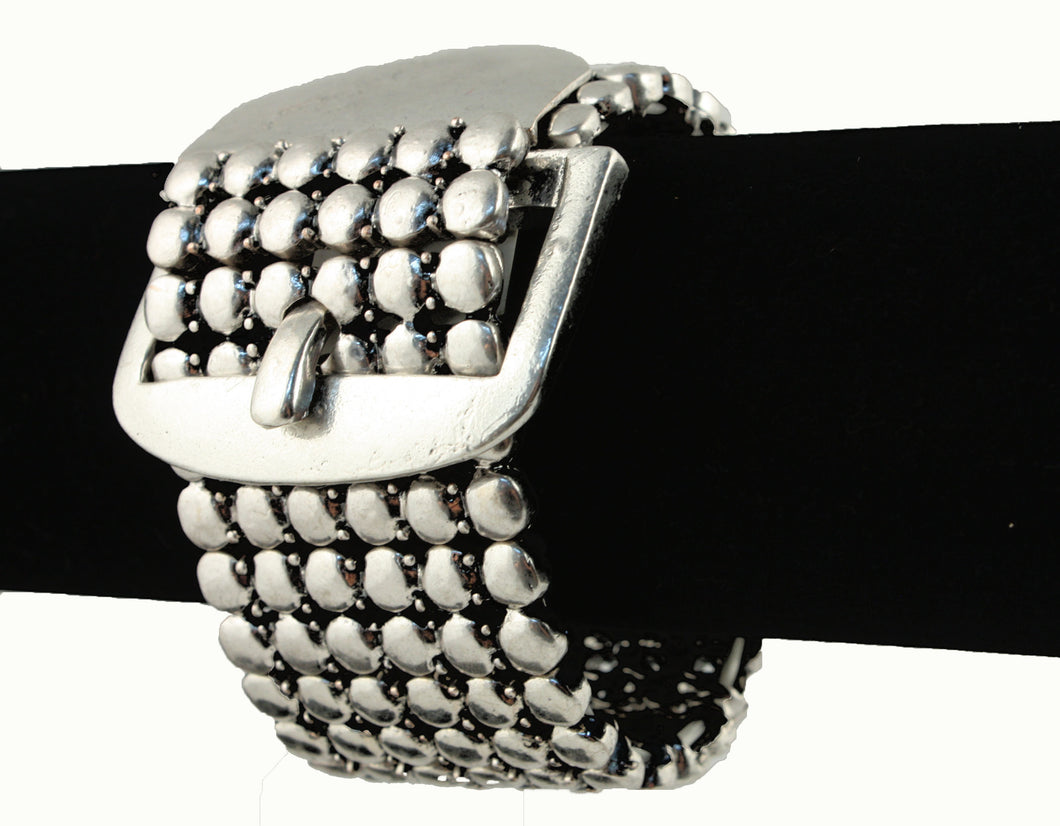 B0625 - Metal Bracelet with Buckle Clasp and Multi-circle Band Design