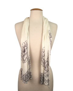 ELS-02 - Embroidered Lace Scarf with Floral Accent