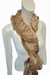 FUR - Faux Fur Scarf with Dot Pattern and Fluffy Tailed Trim