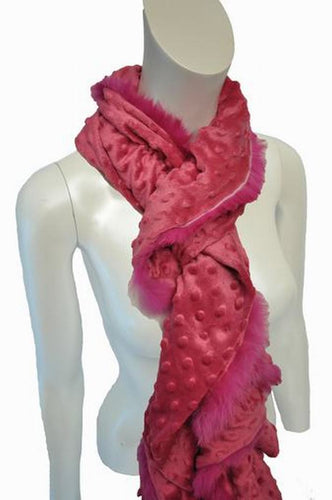 FUR - Faux Fur Scarf with Dot Pattern and Fluffy Tailed Trim