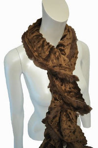 FUR - Faux Fur Scarf with Dot Pattern and Fluffy Tailed Trim