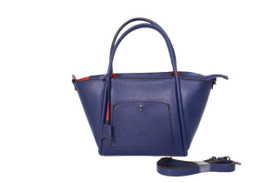 354934- Synthetic Leather Tote in Navy