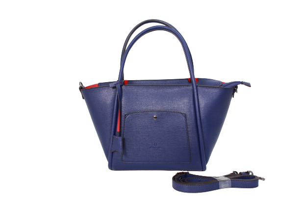 354934- Synthetic Leather Tote in Navy