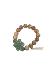 Light Brown Stone Bracelet with Jade Knot Accent