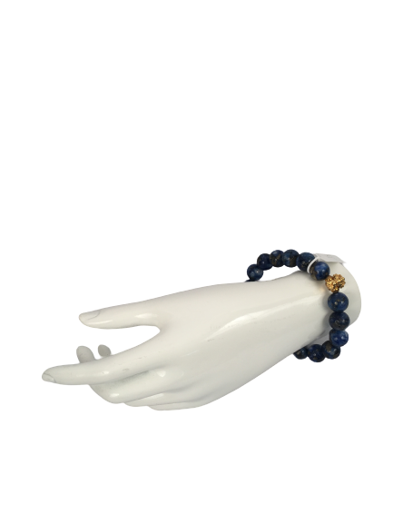 Dark Blue Stone Bracelet with Dragon Head Accent