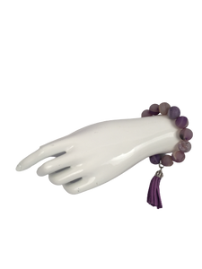 Light Purple and Grey Stone Bracelet with Tassel