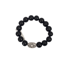 Black Stone Bracelet with Silver Accent