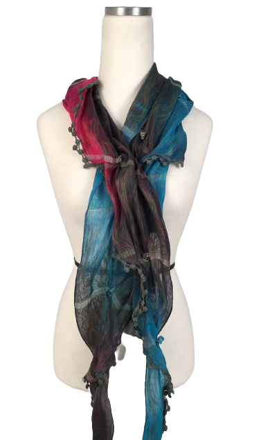 PS3.1 - Gradient Scarf with Rainbow Threads and Tiny Pearl Detailing