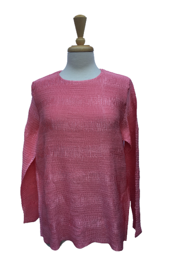 B307L - Long-sleeve crinkle top.  Made in France
