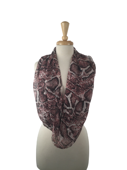 SIS-03 -  Infinity Silk Scarf with Mixed Reptile Print