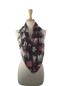 SIS-02 - Infinity Silk Scarf with Faces Print