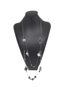 HX69P - Dual-strand Fashion Necklace with Eclectic Mix of Rosettes and Beads