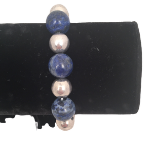 B3215 - Fashion Bracelet with Blue and Silver Beads