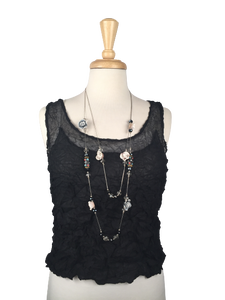 HX69P - Dual-strand Fashion Necklace with Eclectic Mix of Rosettes and Beads