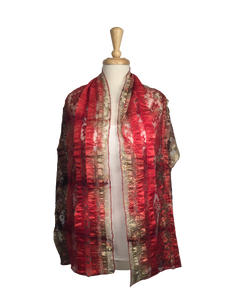 ES - Embroidered Lace Scarf with Floral Accent