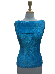 B1205 - Off the shoulder sleeveless crinkle top.  Made in France