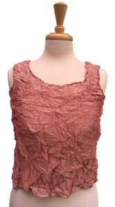 Crinkle 5  Sleeveless crinkle top with sheer neckline detail.  Made in France.