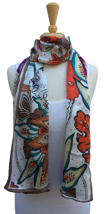 Scarf with floral motif