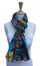 SPFA-22 - Bright blue scarf with butterflies.
