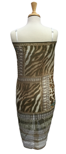SLK58 - Large, semi-sheer scarf with mixed animal print