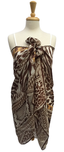 SLK58 - Large, semi-sheer scarf with mixed animal print