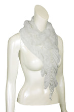 STR5 - Ruffled Scarf with Dangly Pom Poms