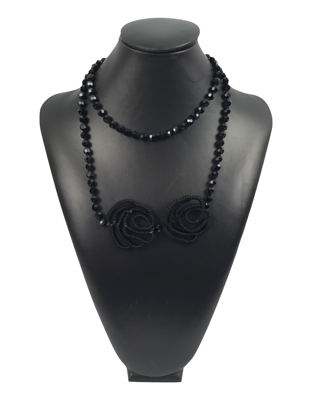 Black Crystal Necklace with Roses
